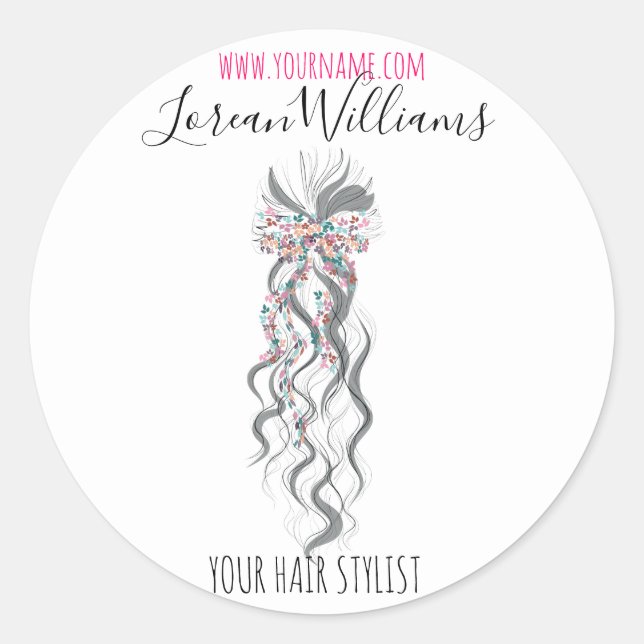Sticker Rond Cute Pastel Bride Wavy Coiffeuse Salon de coiffure (Devant)