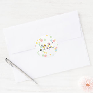 Sticker Rond Cute pastel confetti dots personnalisés mariage me