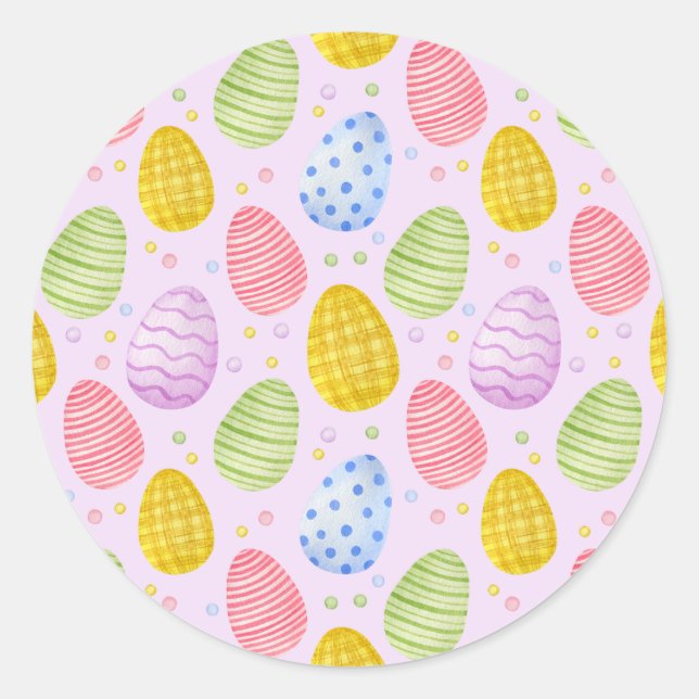 Sticker Rond Cute Pastel Couleur OEufs de Pâques (Devant)