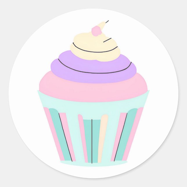 Sticker Rond Cute Pastel Cupcake Boulangerie Stick Pâtisserie C (Devant)