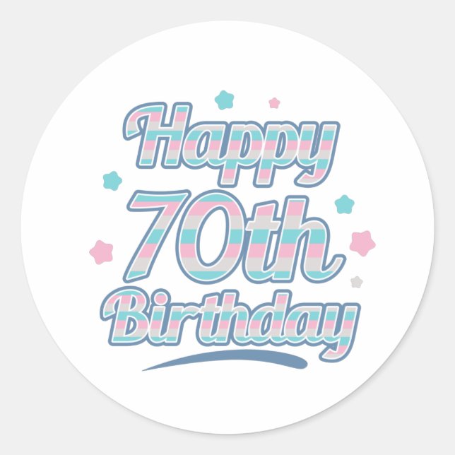 Sticker Rond Cute Pastel Fête le 70e anniversaire (Devant)