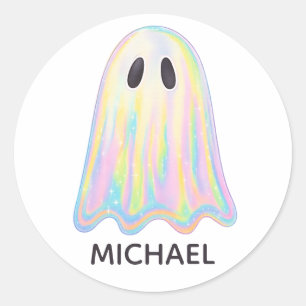 Sticker Rond Cute Pastel Rainbow Ghost Éffrayant esthétique