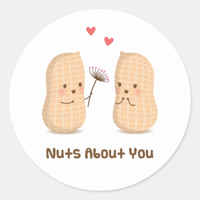 Sticker Rond Cute Peanuts Nuts Sur Vous Pun Amour Humour (Devant)
