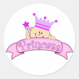 Sticker Rond Cute Peeking Bébé Princesse