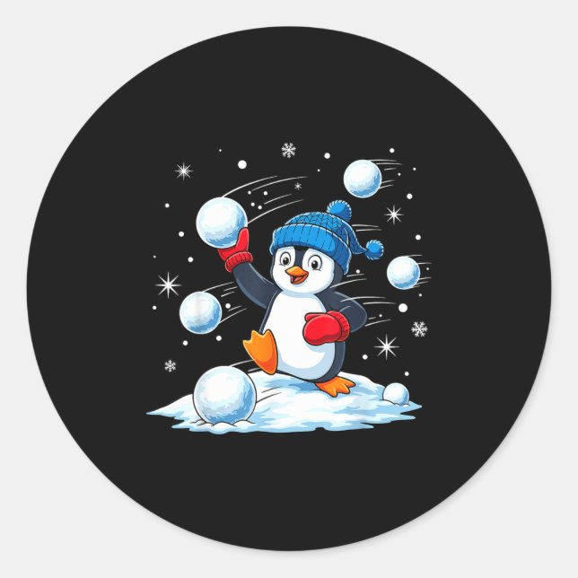 Sticker Rond Cute Penguin Christmas Pajamas Shirt Boys, Penguin (Devant)