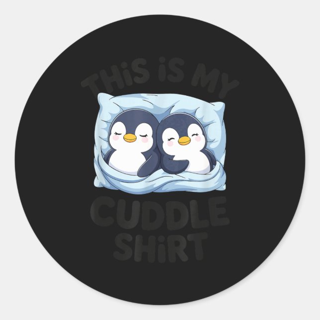 Sticker Rond Cute Penguin Cuddle Cozy Sleep Matching Couple  (Devant)