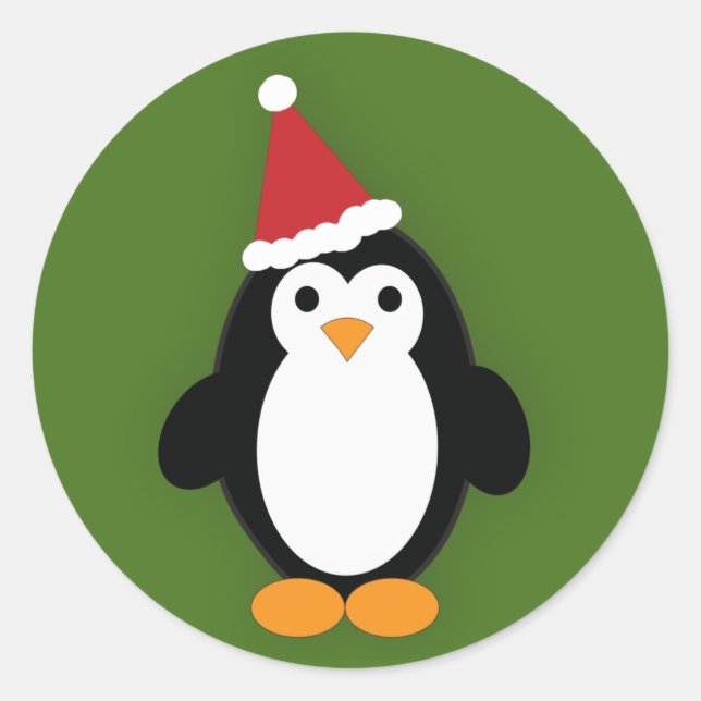 Sticker Rond Cute Père Noël Penguin (Devant)