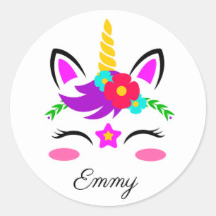 Sticker Rond Cute personnalisation Nom et couleur Petit Broussi