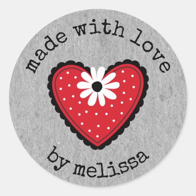 Sticker Rond Cute Personnalisée Fabriquée Avec Coeur D'Amour (Devant)