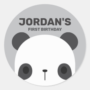 Sticker Rond Cute petit ours Panda avec nom personnalisé