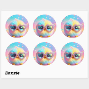 Sticker Rond Cute Petit Pouce Fluffé