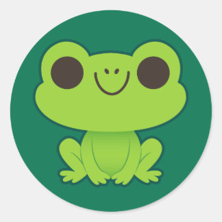 Sticker Rond Cute Petite Grenouille verte