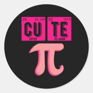 Sticker Rond Cute Pie Pi Jour Cutie Math Table Périodique Pink