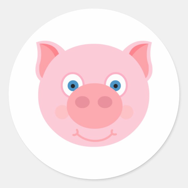Sticker Rond Cute piggy face (Devant)