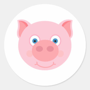 Sticker Rond Cute piggy face