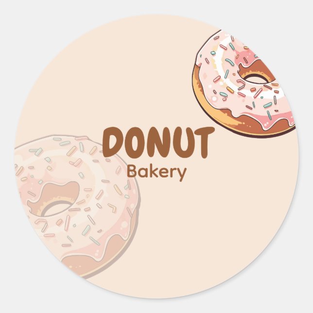 Sticker Rond Cute Pink Donut Bakery (Devant)