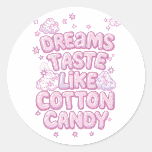 Sticker Rond Cute Pink Whimsical Dreamer Typography (Devant)