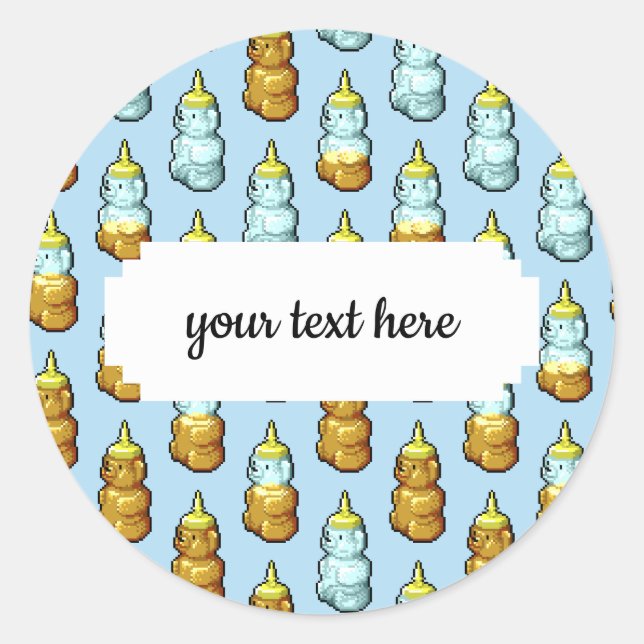 Sticker Rond Cute Pixel Art Honey Bouteilles d'ours Motif (Devant)
