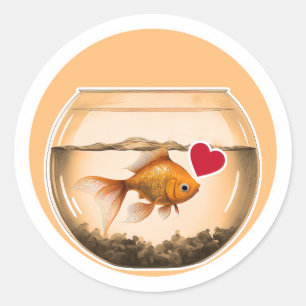 Sticker Rond Cute poisson d'or