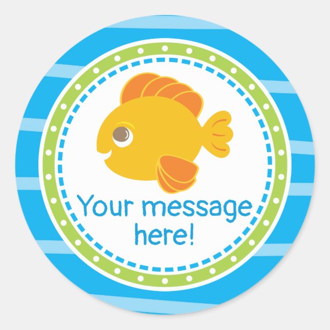 Sticker Rond Cute poisson d'or sous la mer Anniversaire (Devant)