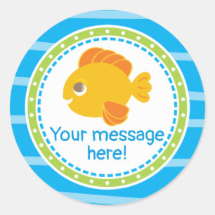 Sticker Rond Cute poisson d'or sous la mer Anniversaire