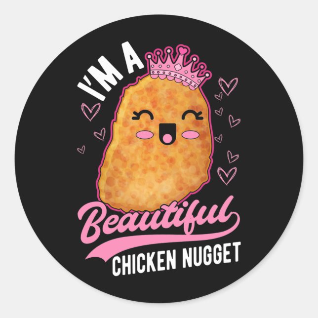 Sticker Rond Cute poulet nugget fille en pied Queen (Devant)