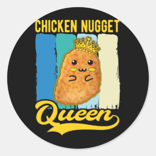 Sticker Rond Cute poulet Nugget Queen Foodie Girl