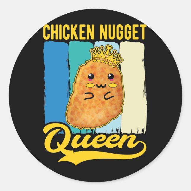 Sticker Rond Cute poulet Nugget Queen Foodie Girl (Devant)