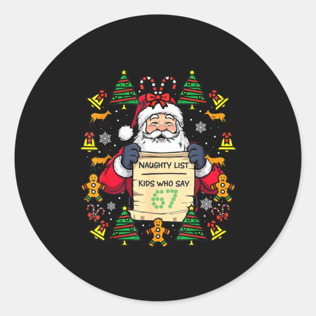 Sticker Rond Cute Preppy Christmas,reindeer Brushstrokes Funny  (Devant)