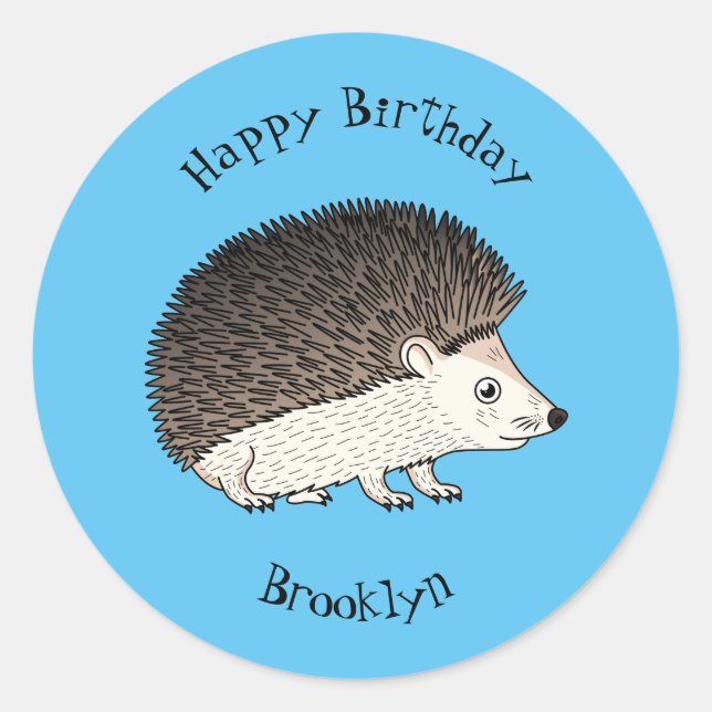 Sticker Rond Cute prickly hedgehog cartoon (Devant)