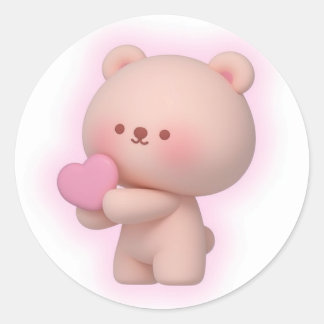 Sticker Rond Cute prise d'ours
