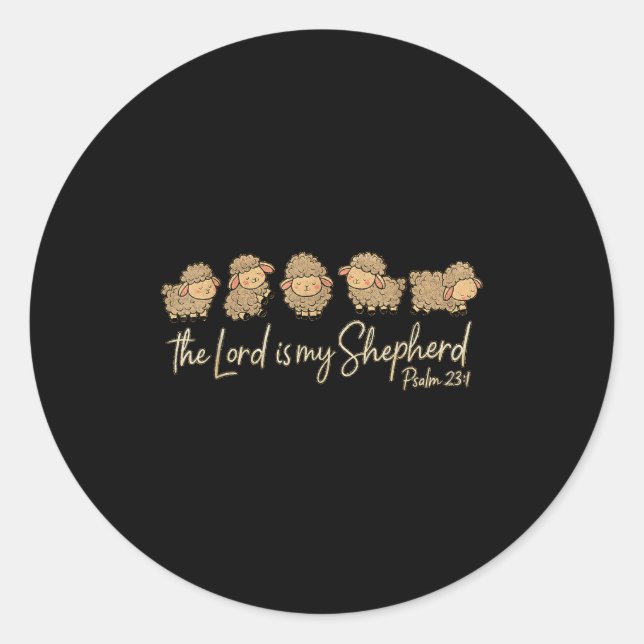 Sticker Rond Cute Psalm 23_1 Sheep The Lord Is My Shepherd  (Devant)