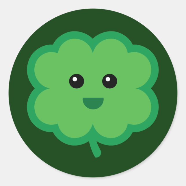 Sticker Rond Cute quatre feuilles Clover (Devant)
