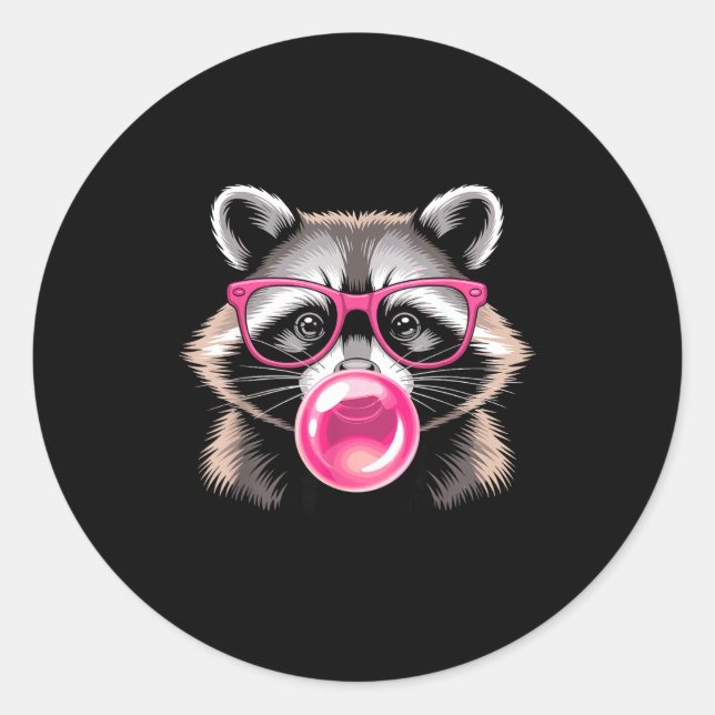 Sticker Rond Cute Raccoon Design For Men Women Kids Racoon Racc (Devant)