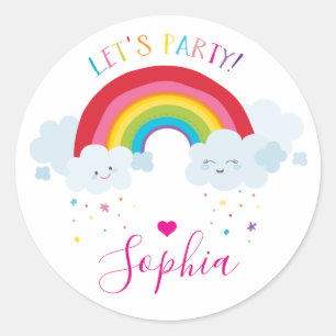 Sticker Rond CUTE RAINBOW CLOUDS kawaii illustration