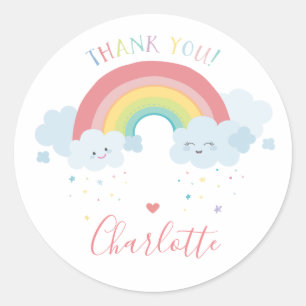 Sticker Rond CUTE RAINBOW CLOUDS pastel kawaii illustration