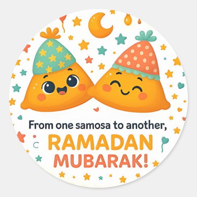 Sticker Rond Cute Ramadan Mubarak  (Devant)