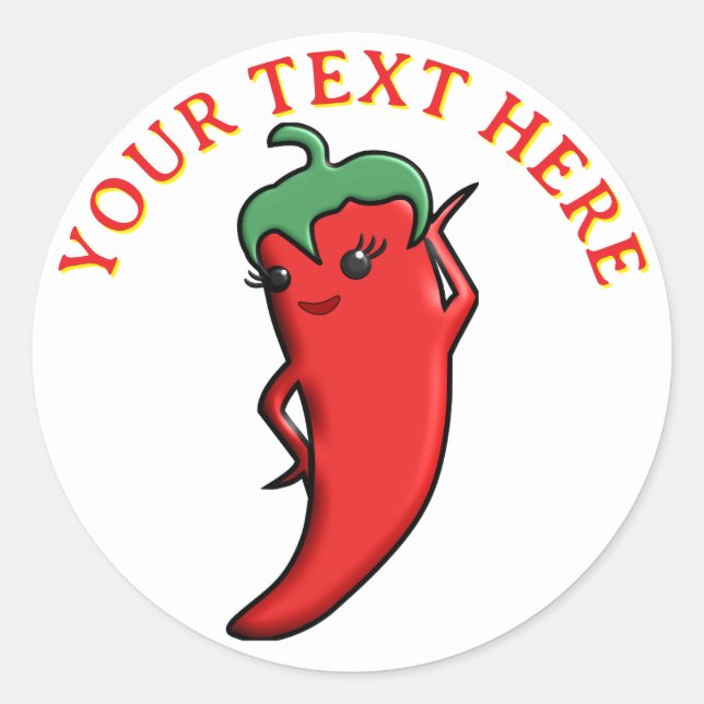 Sticker Rond Cute Red Hot Pepper Kawaii Custom (Devant)