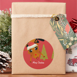 Sticker Rond Cute Reindeer