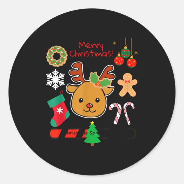 Sticker Rond Cute Reindeer Christmas Cartoon Holiday Festive Ar (Devant)