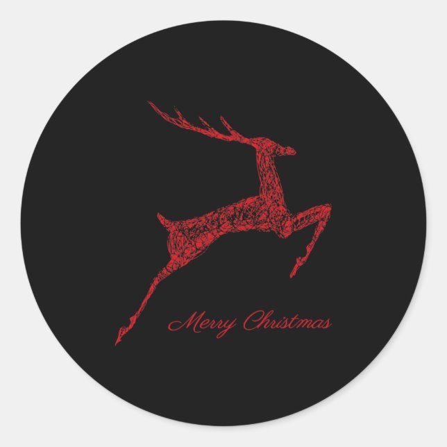 Sticker Rond Cute Reindeer Merry Xmas Merry Christmas Happy New (Devant)