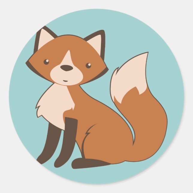 Sticker Rond Cute Renard assis (Devant)
