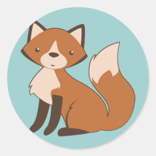 Sticker Rond Cute Renard assis