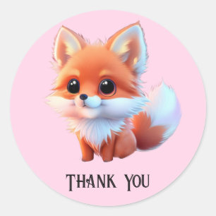 Sticker Rond Cute renard dessin bois animaux forêt amis de la f