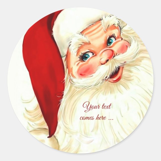 Sticker Rond Cute rire vintage père Noël (Devant)