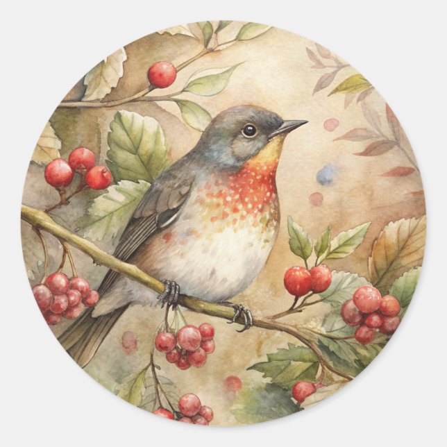 Sticker Rond Cute Robin (Devant)