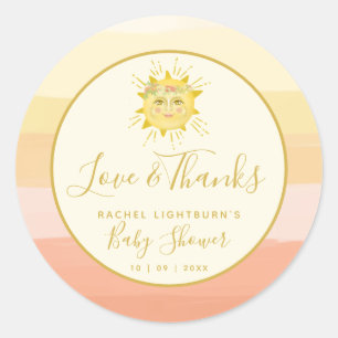 Sticker Rond Cute rose Boho Rainbow Ray of Sunshine Baby shower