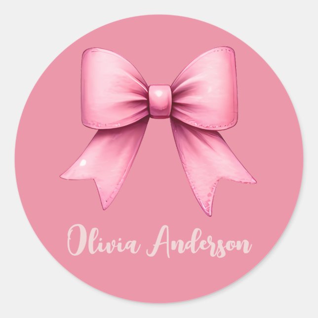 Sticker Rond Cute Rose Coquette Bow ceinture esthétique (Devant)