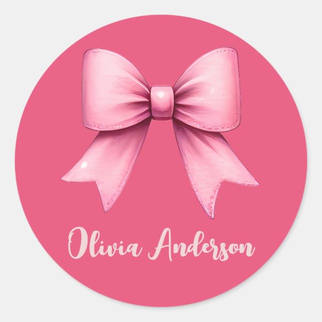 Sticker Rond Cute Rose Coquette Bow ceinture esthétique (Devant)