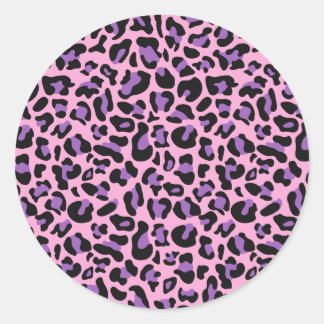 Sticker Rond Cute rose pourpre Spots Animal Cheetah Leopard